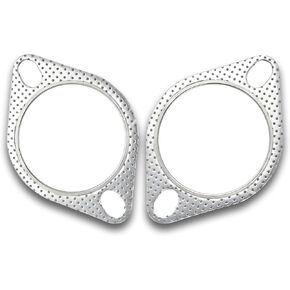 2 PCS Car Exhaust Pipe Interface Gasket, 2.5" Two-Hole High Temperature High Pressure Resistant Sealing Flange Gasket, Connection Accessories, Compatible with Most Vehicle Types (Silver)