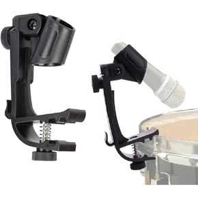 2 PCS Drum Microphone Holder,Microphone Drum Mount,Adjustable Rotation Drum Rim Microphone Clips,Drum Microphone Mount Clamp Holder