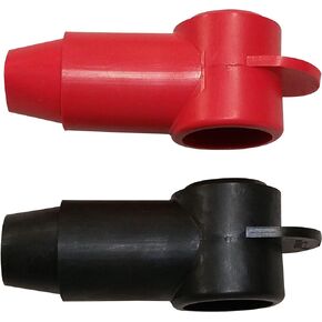 (Black) 1/4" Stud Terminal Cover - Electrical Battery Connection Insulator (2 Pack)