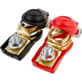Battery Terminals,Car Battery Cable Terminal Clamps Connectors,Negative and Positive,Copper,Plastic Cover,Good Contact,Corrosion Resistance,1 Pair, Applicated in Car,Van and More.