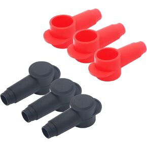 Recoil STC20-6 6 Pack Silicone Terminal Covers for Alternator Battery Stud and Power Junction Blocks, Fits 2/0AWG to 3/0AWG Wire, 3 Red and 3 Black Pairs