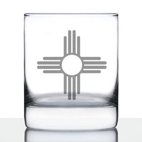 New Mexico Flag - Whiskey Rocks Glass - State Themed Drinking Decor and Gifts for New Mexicans - 10.25 Ounce