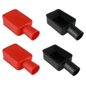 simarro 4 Pcs Battery Terminal Covers, Insulating Battery Terminal Protector, Positive and Negative Cable Covers in Red and Black for Boat Cars Electric Bikes Trucks