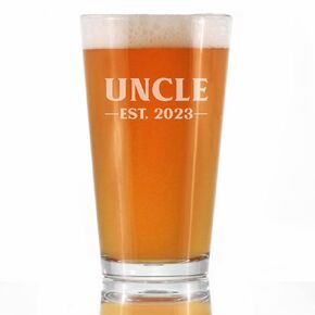 Uncle Est 2024 - Pint Glass Gift for First Time Uncles - Bold 16 Oz Glasses