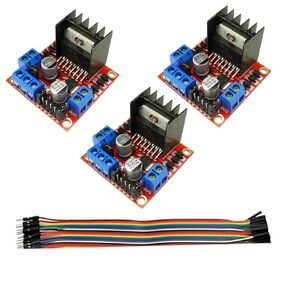 3PCS L298N Motor Drive Controller Board Module Dual H-Bridge DC Stepper Robot Stepper Motor Drives Module for Electric Projects for Smart Car Robot with 20P Male-Female Cable Wires
