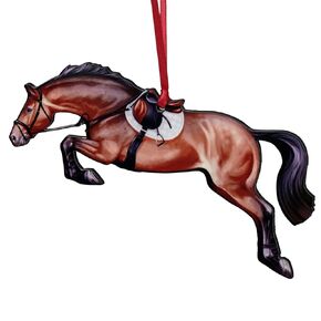 Hunter Jumper Horse Christmas Ornament, Sport Horse Jumping Decoration, Horse Gifts for Equestrian (Bay)