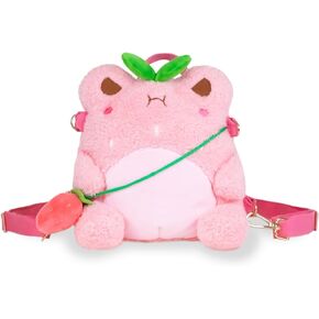 Cuddle Barn PlushGoals - Mothman Wawa Backpack Stuffed Animal Kawaii Cute Fuzzy Plush Bag Crossbody, 9 inches