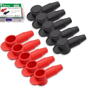 10PCS Silicone Terminal Covers, 5PCS Red and 5PCS Black Suitable for 10-2AWG Wire for Alternator Battery Stud and Power Junction Blocks Q-076