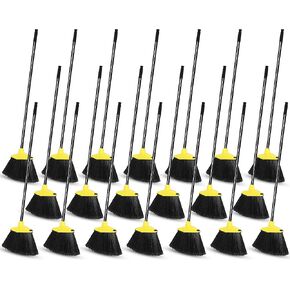 WILLBOND 20 Pcs Heavy Duty Broom Outdoor Indoor Commercial Angle Brooms Bulk for Courtyard Garage Lobby Mall Market Floor Home Kitchen Room Office Pet Hair Rubbish 54 Inch (Red)