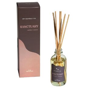 Sanctuary (Leather + Incense) 4 oz. Reed Diffuser - 8 reeds with aromatherapy fragrance oil in glass bottle