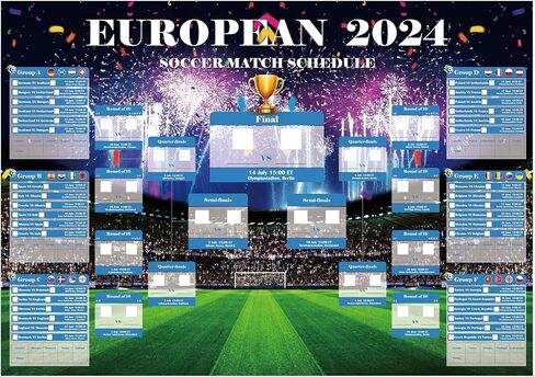 YOFANUP EURO 2024 Wall Chart, EURO 2024 Decorations, EUROS 2024 Wall Chart - A2 Size, EURO 2024 Fixtures Poster, Great EURO 2024 gifts for Family, Friends, Children in Kuwait