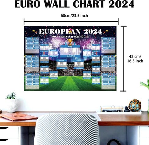 YOFANUP EURO 2024 Wall Chart, EURO 2024 Decorations, EUROS 2024 Wall Chart - A2 Size, EURO 2024 Fixtures Poster, Great EURO 2024 gifts for Family, Friends, Children in Kuwait