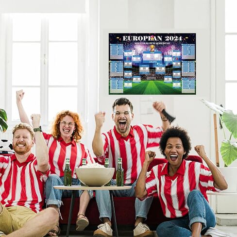 YOFANUP EURO 2024 Wall Chart, EURO 2024 Decorations, EUROS 2024 Wall Chart - A2 Size, EURO 2024 Fixtures Poster, Great EURO 2024 gifts for Family, Friends, Children in Kuwait