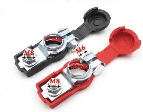 أطراف البطارية، المشابك الطرفية لكابل بطارية السيارة - الموصلات السلبية والإيجابية، النحاس، الغطاء البلاستيكي، الاتصال الجيد، مقاومة التآكل، مطبقة في ملحقات السيارات والشاحنات والشاحنات in Kuwait