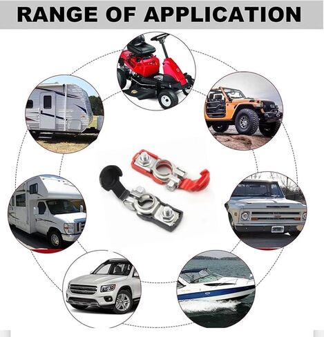 أطراف البطارية، المشابك الطرفية لكابل بطارية السيارة - الموصلات السلبية والإيجابية، النحاس، الغطاء البلاستيكي، الاتصال الجيد، مقاومة التآكل، مطبقة في ملحقات السيارات والشاحنات والشاحنات in Kuwait