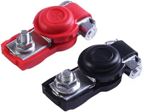 أطراف البطارية، المشابك الطرفية لكابل بطارية السيارة - الموصلات السلبية والإيجابية، النحاس، الغطاء البلاستيكي، الاتصال الجيد، مقاومة التآكل، مطبقة في ملحقات السيارات والشاحنات والشاحنات in Kuwait