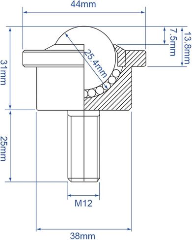 Roller Ball Transfer Bearing Casters - 5/8 Inch Diameter, M8 Ball Transfer Unit for Transmission,Heavy Duty Stud Mounted,Thread Stem,Bearing Steel & Carbon Steel,540 Lbs Total Load Capacity,Set of 6 in Saudi Arabia