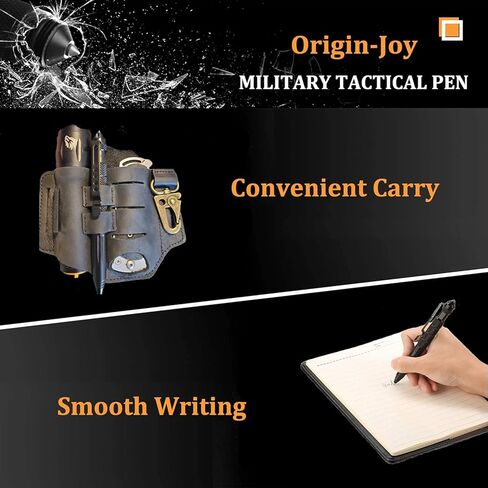 Gift Boxed Tactical Pen, Tungsten Steel Military Tactical Pen, Emergency Self Defense Glass Breaker EDC Tool with 8 Refills (Black) in Saudi Arabia