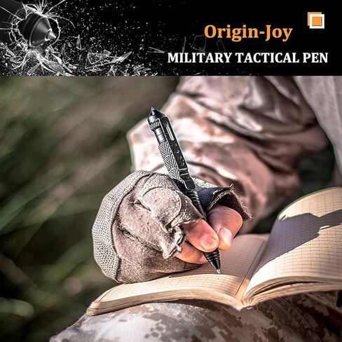 Gift Boxed Tactical Pen, Tungsten Steel Military Tactical Pen, Emergency Self Defense Glass Breaker EDC Tool with 8 Refills (Black) in Saudi Arabia