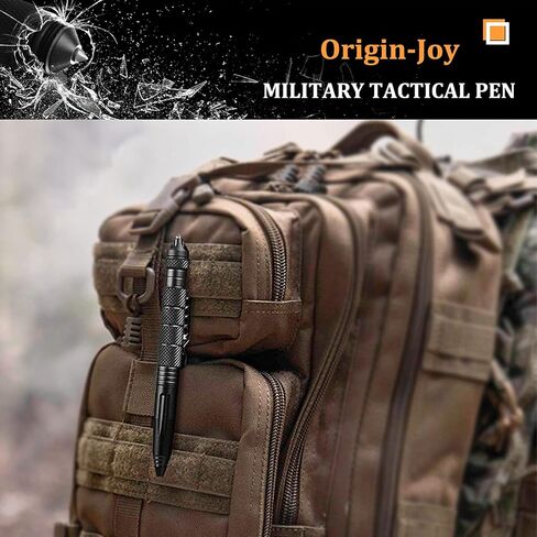 Gift Boxed Tactical Pen, Tungsten Steel Military Tactical Pen, Emergency Self Defense Glass Breaker EDC Tool with 8 Refills (Black) in Saudi Arabia