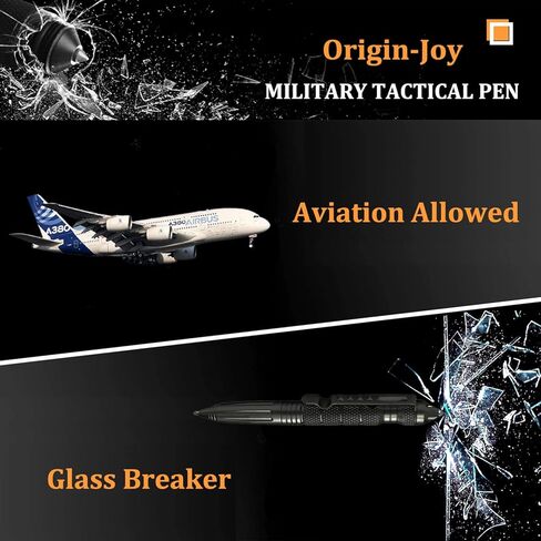Gift Boxed Tactical Pen, Tungsten Steel Military Tactical Pen, Emergency Self Defense Glass Breaker EDC Tool with 8 Refills (Black) in Saudi Arabia