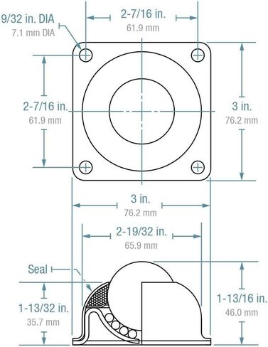 BT-1-1/2 نقل كروي مثبت على شفة بأربع فتحات، فولاذ كربوني، قطر 1-1/2 بوصة، سعة تحميل 250 رطل (علبة مكونة من 4) in Kuwait