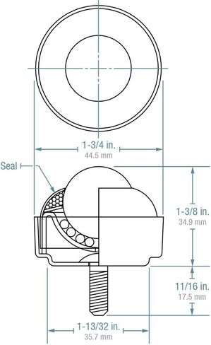 SBT-1 كرة نقل مثبتة على مسمار، فولاذ كربوني، قطر 1 بوصة، سعة تحميل 75 رطل، جذع خيط 3/8 بوصة - 16 (علبة مكونة من 10) in Kuwait