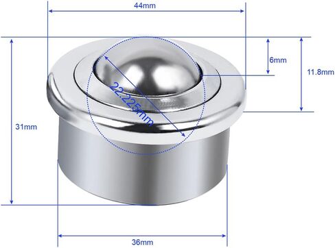 Roller Ball Transfer Bearings Casters - Ball Transfer Unit for Transmission Equipment Conveyor, 1 Inch Universal Rotation Roller, Bearing Steel & Carbon Steel,1600 Lbs Total Load Capacity, Set of 4 in Kuwait