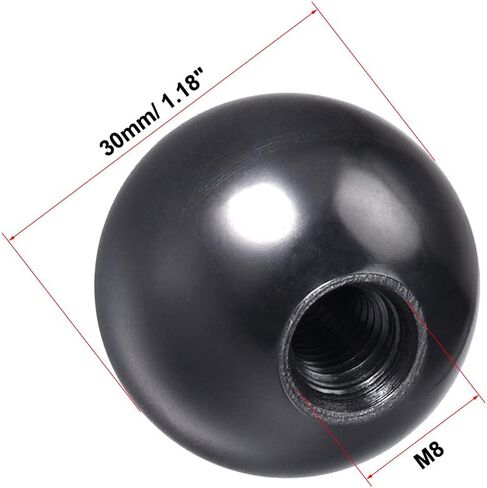 uxcell Thermoset Ball Knob M8 Female Threaded Machine Handle 30mm Diameter Smooth Rim Black in Saudi Arabia