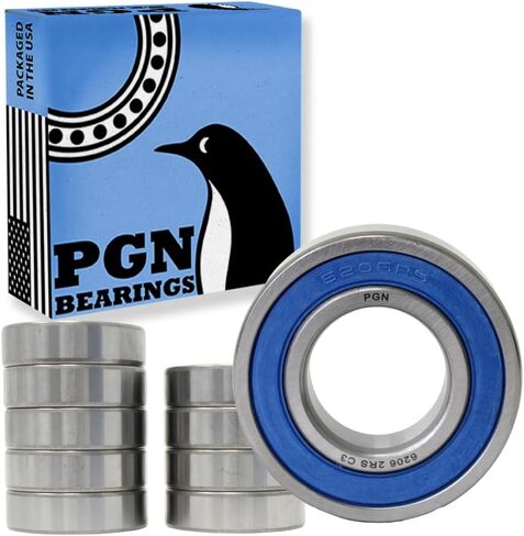 محمل PGN (10 عبوات) 6206-2RS - محمل كروي مختوم من الصلب الكروم المشحم - محامل 30x62x16 مم مع ختم مطاطي ودعم دورة في الدقيقة العالية in Saudi Arabia