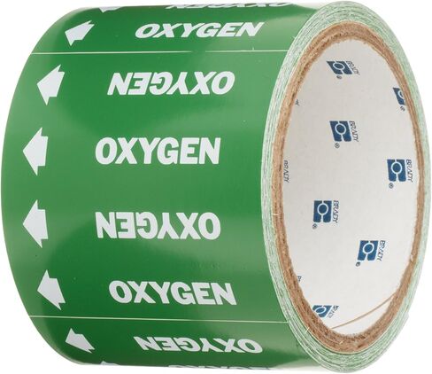 Brady 98844 Medical Gas Pipe Markers-On-A-Roll, White On Green , Legend "Oxygen" in Saudi Arabia