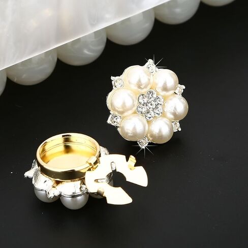 Cufflinks for Men Women Shirt Sleeve Buttons Faux Pearl Rhinestone Button Cover for Clothing Decorative Buttons Pins Fashion Cuff link Jewelry Buttons Girls Gifts in Saudi Arabia
