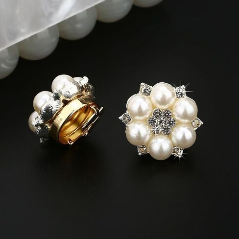 Cufflinks for Men Women Shirt Sleeve Buttons Faux Pearl Rhinestone Button Cover for Clothing Decorative Buttons Pins Fashion Cuff link Jewelry Buttons Girls Gifts in Saudi Arabia