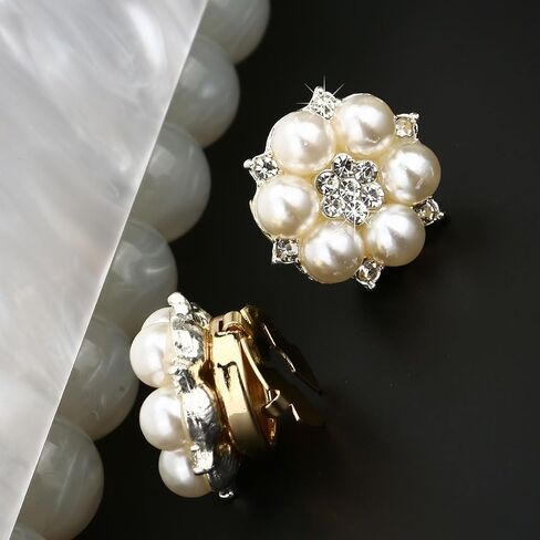 Cufflinks for Men Women Shirt Sleeve Buttons Faux Pearl Rhinestone Button Cover for Clothing Decorative Buttons Pins Fashion Cuff link Jewelry Buttons Girls Gifts in Saudi Arabia