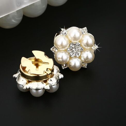 Cufflinks for Men Women Shirt Sleeve Buttons Faux Pearl Rhinestone Button Cover for Clothing Decorative Buttons Pins Fashion Cuff link Jewelry Buttons Girls Gifts in Saudi Arabia