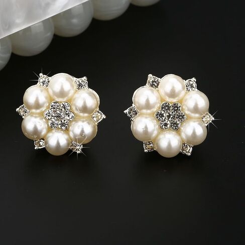 Cufflinks for Men Women Shirt Sleeve Buttons Faux Pearl Rhinestone Button Cover for Clothing Decorative Buttons Pins Fashion Cuff link Jewelry Buttons Girls Gifts in Saudi Arabia