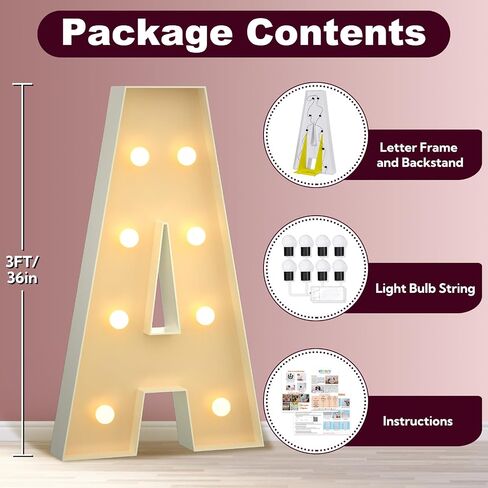 Tongjoy 3FT Marquee Light Up Letters, Large Light Up Letters for Baby Shower Party Backdrop Decor, Marquee Letters for Birthday Wedding Engagement Party Decorations, Mosaic Letter & in Saudi Arabia