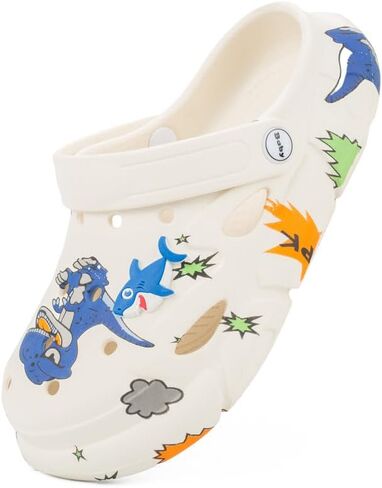 UPSOLO Boys Girls Clogs Kid's Garden Shoes Cute Cartoon Slides Sandals Slip-on Lightweight Indoor Outdoor Beach Water Shower Pool Slipper Children in Saudi Arabia