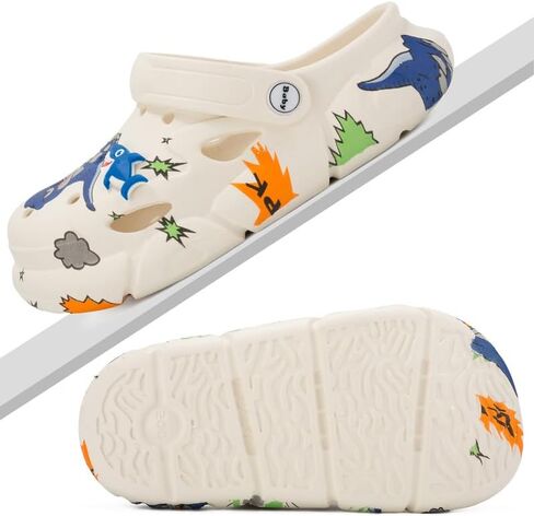 UPSOLO Boys Girls Clogs Kid's Garden Shoes Cute Cartoon Slides Sandals Slip-on Lightweight Indoor Outdoor Beach Water Shower Pool Slipper Children in Saudi Arabia