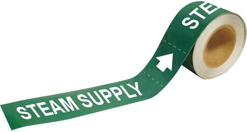 Brady 109753 Economy Pipe Markers-To-Go, B-946, 1" Height X 8" Width, White On Green Pressure Sensitive Vinyl, Legend "Steam Supply" in Saudi Arabia