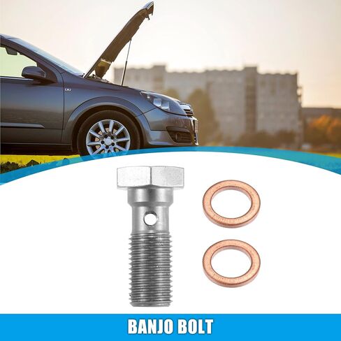 X AUTOHAUX 1pcs Stainless Steel AN3 3/8-24 Thread Turbo Brake Line Banjo Bolt with Copper Washers Single Banjo Bolt 20mm Length in Saudi Arabia