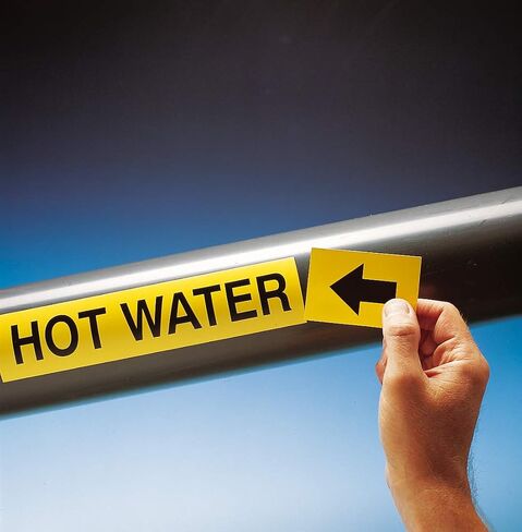 Brady 20429 Economy Pipe Markers-to-Go, B-736, 1" Height X 8" Width, White On Green Self-Sticking - Plastic Film, Legend "Filtered Water" in Saudi Arabia