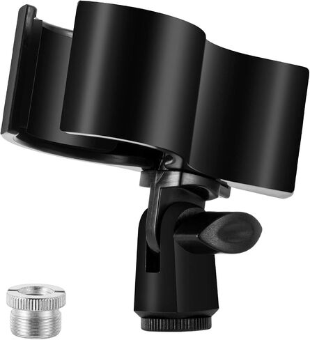 مشبك حامل ميكروفون أسود قابل للتعديل، مشبك ميكروفون زنبركي بلاستيكي، قطر حامل الميكروفون الخارجي بين 32 مم إلى 60 مم مع محول لولبي 5/8 بوصة إلى 3/8 بوصة، عالمي، ملحقات، مشابك ميكروفون in Saudi Arabia