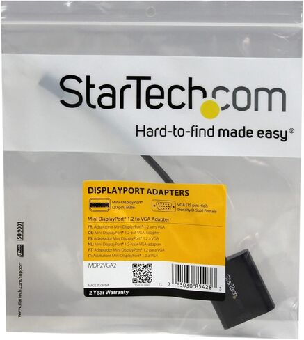 StarTech.com Mini DisplayPort to VGA Adapter - Active Mini DP to VGA Converter - 1080p Video - mDP or Thunderbolt 1/2 Mac/PC to VGA Monitor/Projector/Display - mDP 1.2 to VGA Dongle - Black (MDP2VGA2) in Saudi Arabia