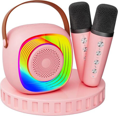 Karaoke Machine for Kids Adults, Portable Bluetooth Speaker with Wireless Microphone and Colorful Lights, Gifts for Girls Boys Birthday/Home Party(Black) in Saudi Arabia