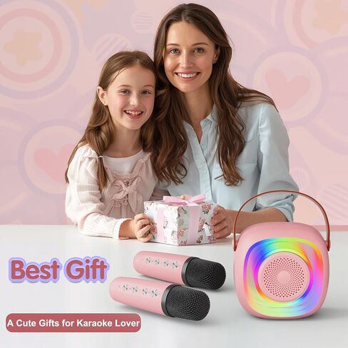Karaoke Machine for Kids Adults, Portable Bluetooth Speaker with Wireless Microphone and Colorful Lights, Gifts for Girls Boys Birthday/Home Party(Black) in Saudi Arabia