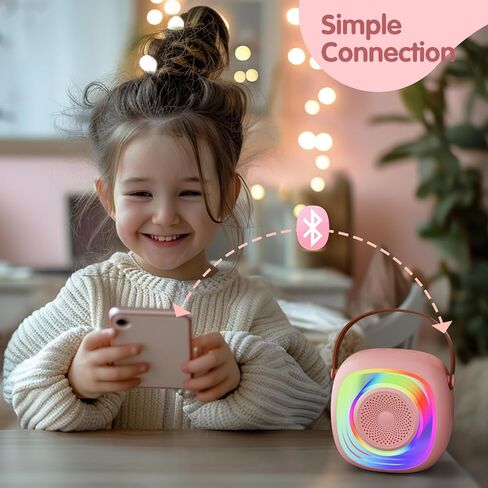 Karaoke Machine for Kids Adults, Portable Bluetooth Speaker with Wireless Microphone and Colorful Lights, Gifts for Girls Boys Birthday/Home Party(Black) in Saudi Arabia