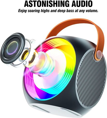 Karaoke Machine for Kids Adults, Portable Bluetooth Speaker with Wireless Microphone and Colorful Lights, Gifts for Girls Boys Birthday/Home Party(Black) in Saudi Arabia