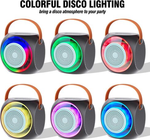 Karaoke Machine for Kids Adults, Portable Bluetooth Speaker with Wireless Microphone and Colorful Lights, Gifts for Girls Boys Birthday/Home Party(Black) in Saudi Arabia