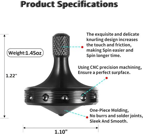 Precision Metal Spinning Top, High Performance Stainless Steel Spinning Tops Stress Relief Toys for Adults, Perfect Balance Spin Long Time for 5-10 Minutes (3PCS Black+Silver+Colorful) in Kuwait